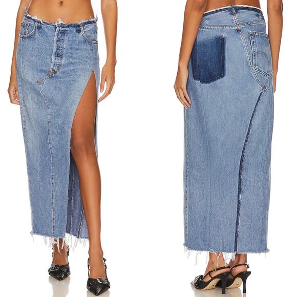 NWT EB Denim‎ Vintage Robin Medium Wash Maxi Skirt Size XL